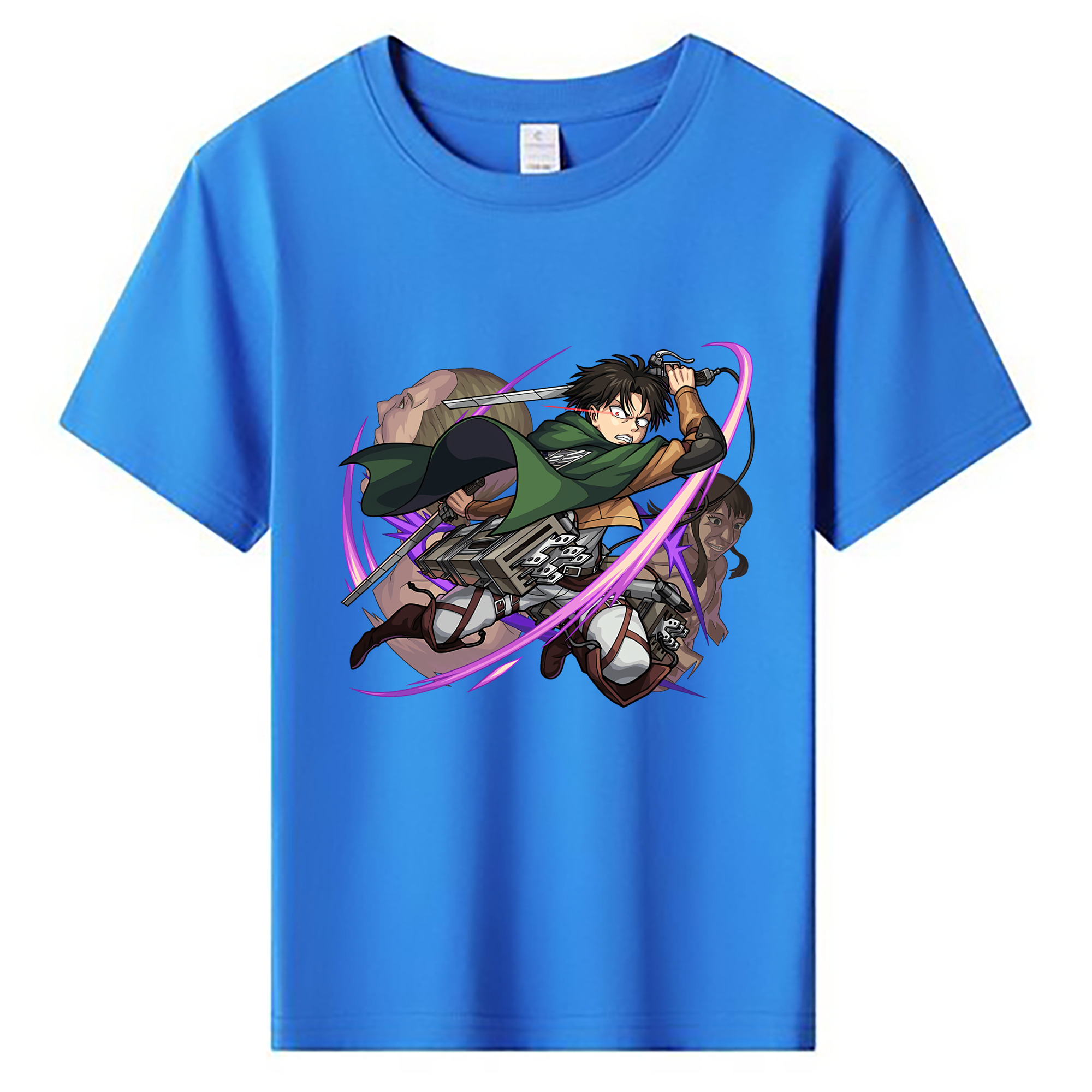 （画像用） 進撃の巨人 リヴァイ·アッカーマン Attack on Titan Levi Ackerman 綿100％キッズTシャツ（フロントプリント）